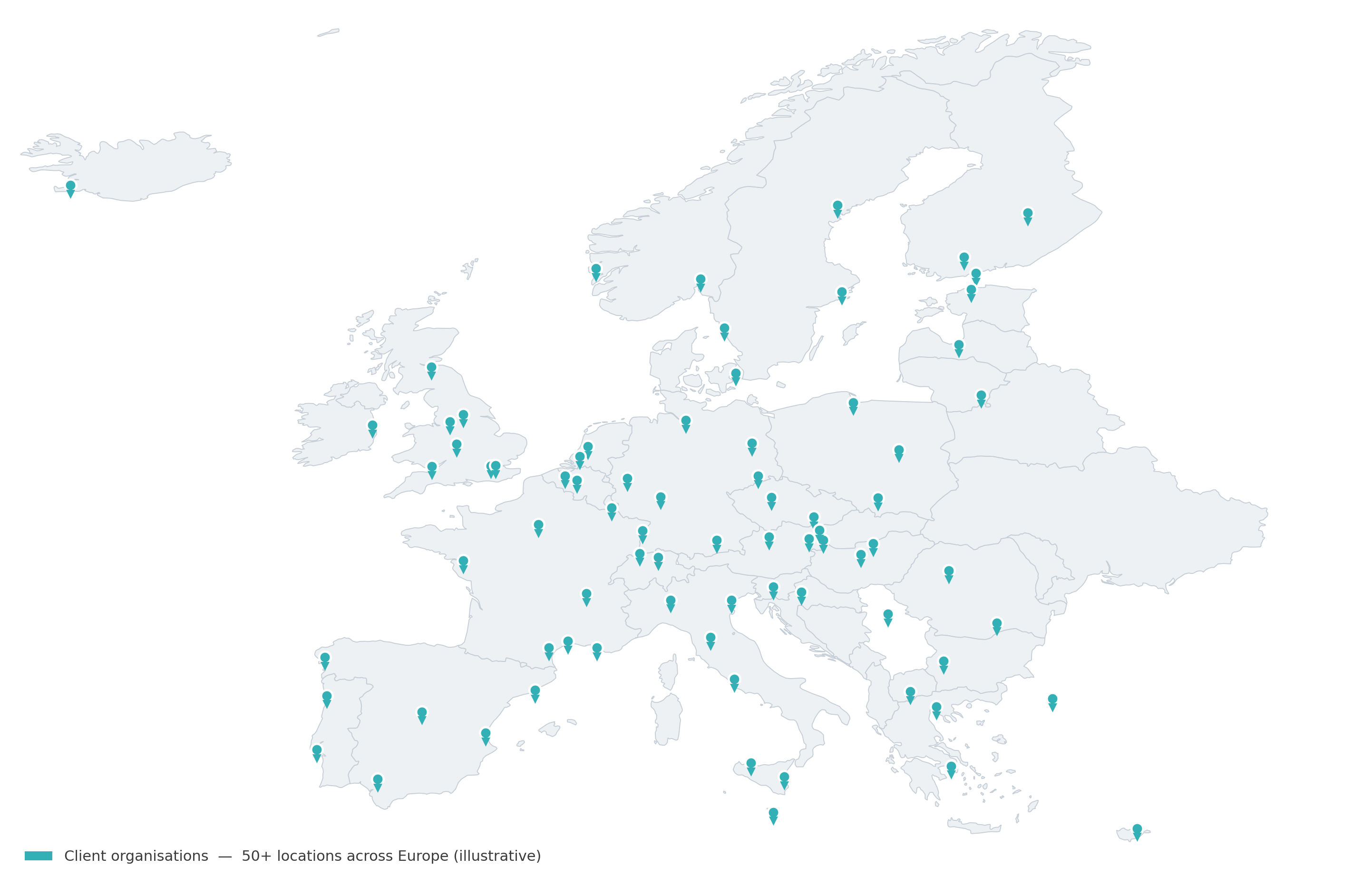CCL client organisations &mdash; 50+ locations across Europe
