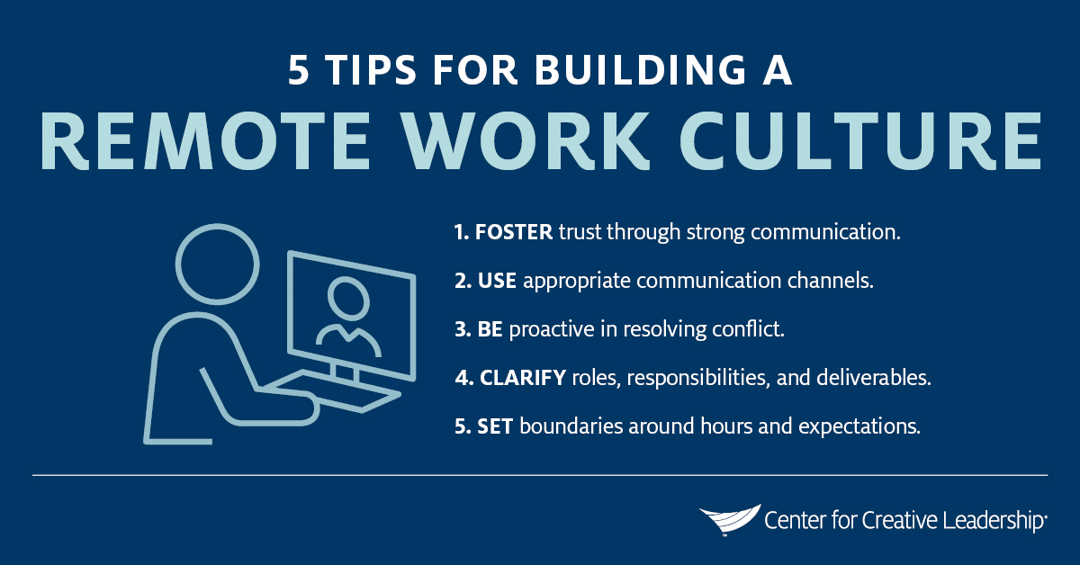 Infographic: 5 Tips for Building a Remote Work Culture - Center for Creative Leadership