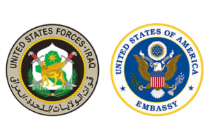United States Forces Iraq and the United States of America Embassy logos