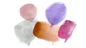 abstract watercolor picture of speech bubbles representing how to talk about race