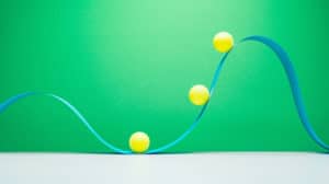 abstract image of ribbon curving around balls representing flexibility in the workplace