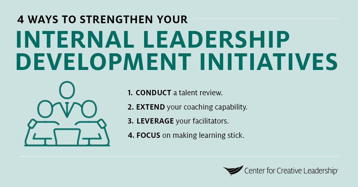 infographic on 4 ways to strengthen your internal leadership development