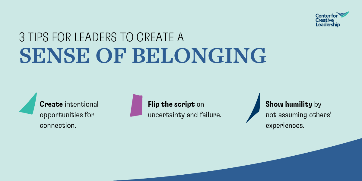 3 Tips for Leaders to Create a Sense of Belonging in the Workplace Infographic