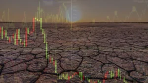 barren landscape with overlay of digital graph indicating polycrisis