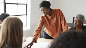 a group of professionals using our research framework for leadership development impact