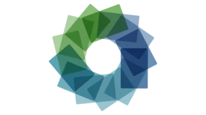 Graphic image of boxes in a spectrum of blue and green hues, overlapping in a circular pattern to represent the leadership dividend