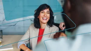woman and man having a development conversation