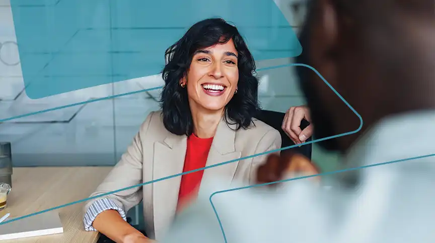 woman and man having a development conversation