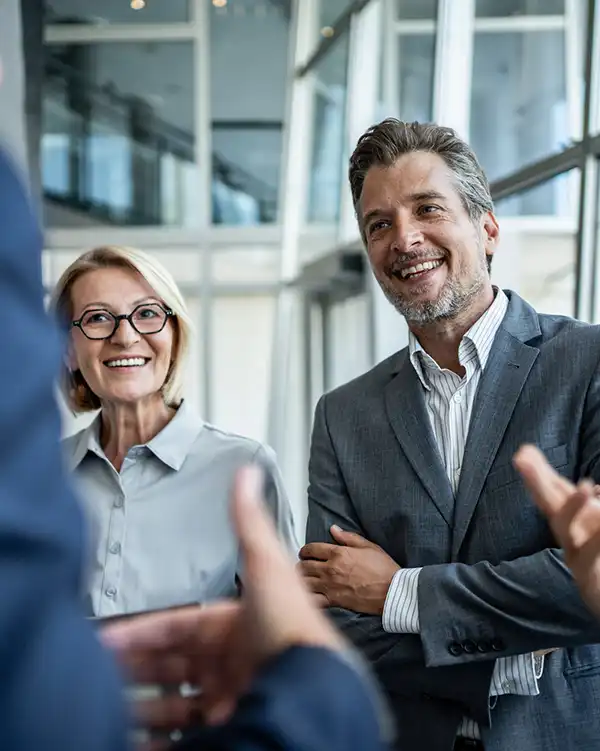Photo of people in office discussing leadership development in Europe