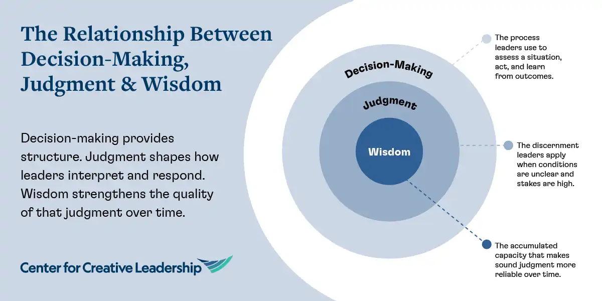 The Relationship Between Decision-Making, Judgment & Wisdom infographic
